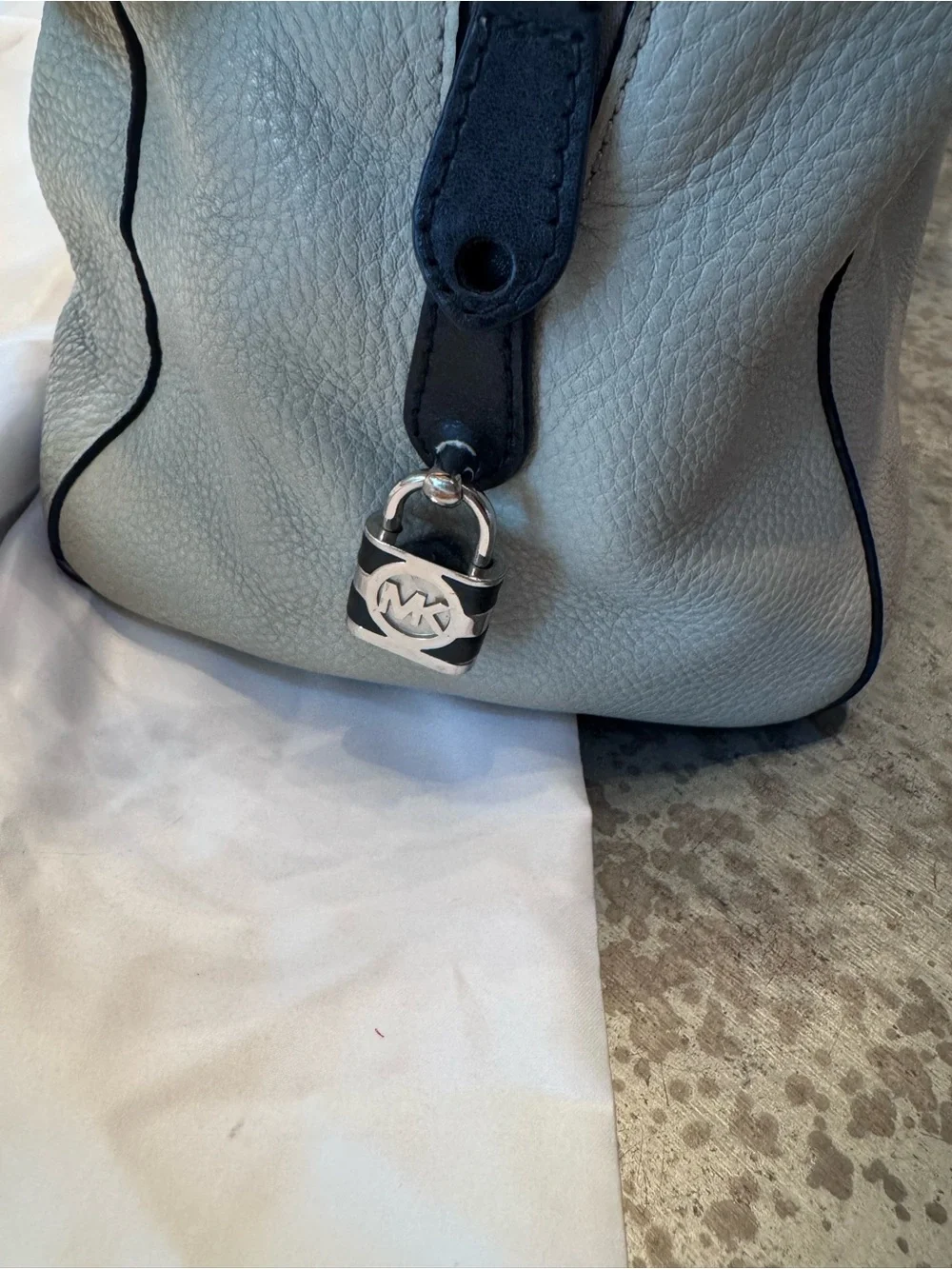 Michael Kors Two-Tone Pebbled Leather Satchel in Cream and Black